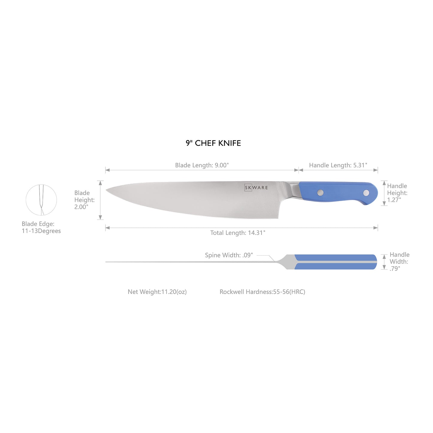 SKWARE 9 Inch Chef Knife - Blue