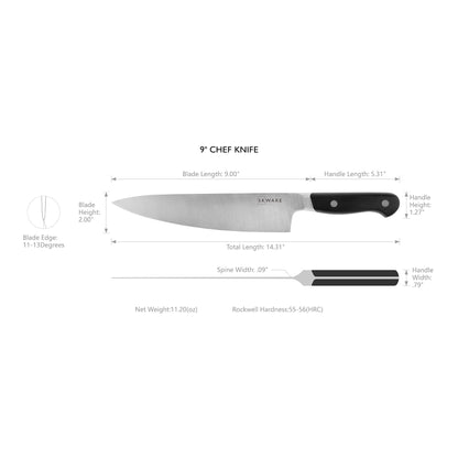 SKWARE 9 Inch Chef Knife - Black